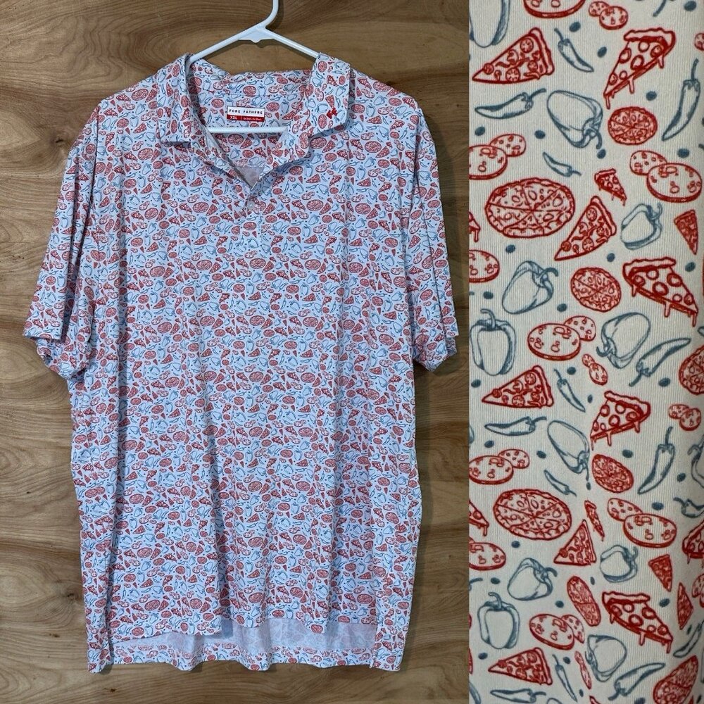 Fore Fathers Mens XXL Party Golf Polo Pizza Hot Peppers
